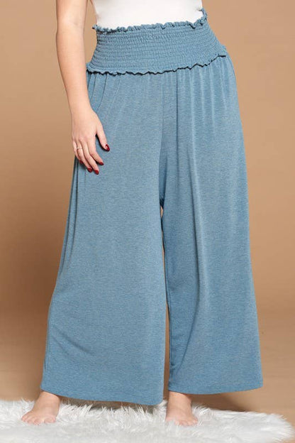 Plus Size Solid Wide-Leg French Terry Pants