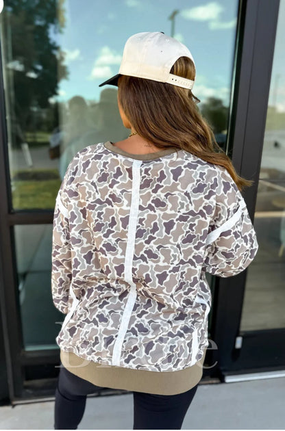 BIRDIE PREORDER 2ND CUT Double Front Slit Pullover in Duck Camo