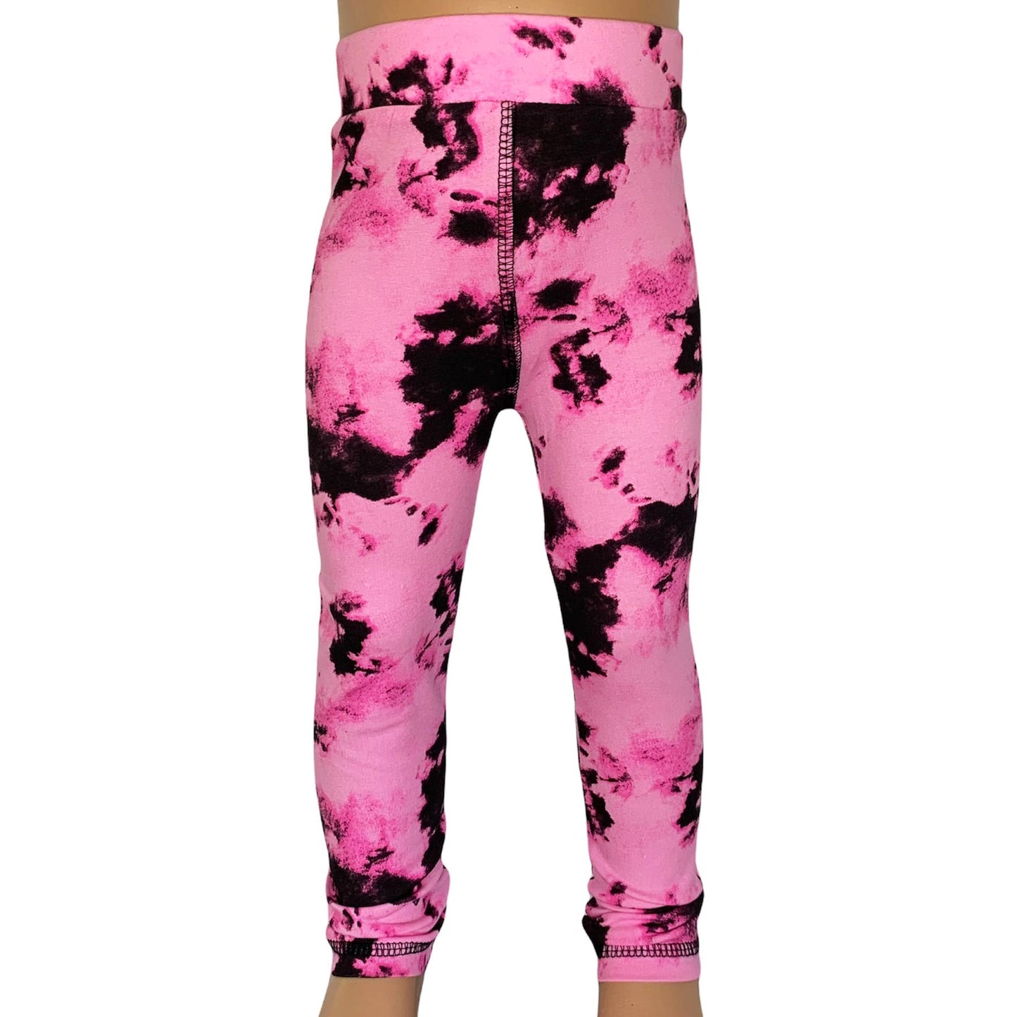 AnnLoren Girls Black & Pink Tie Dye Leggings