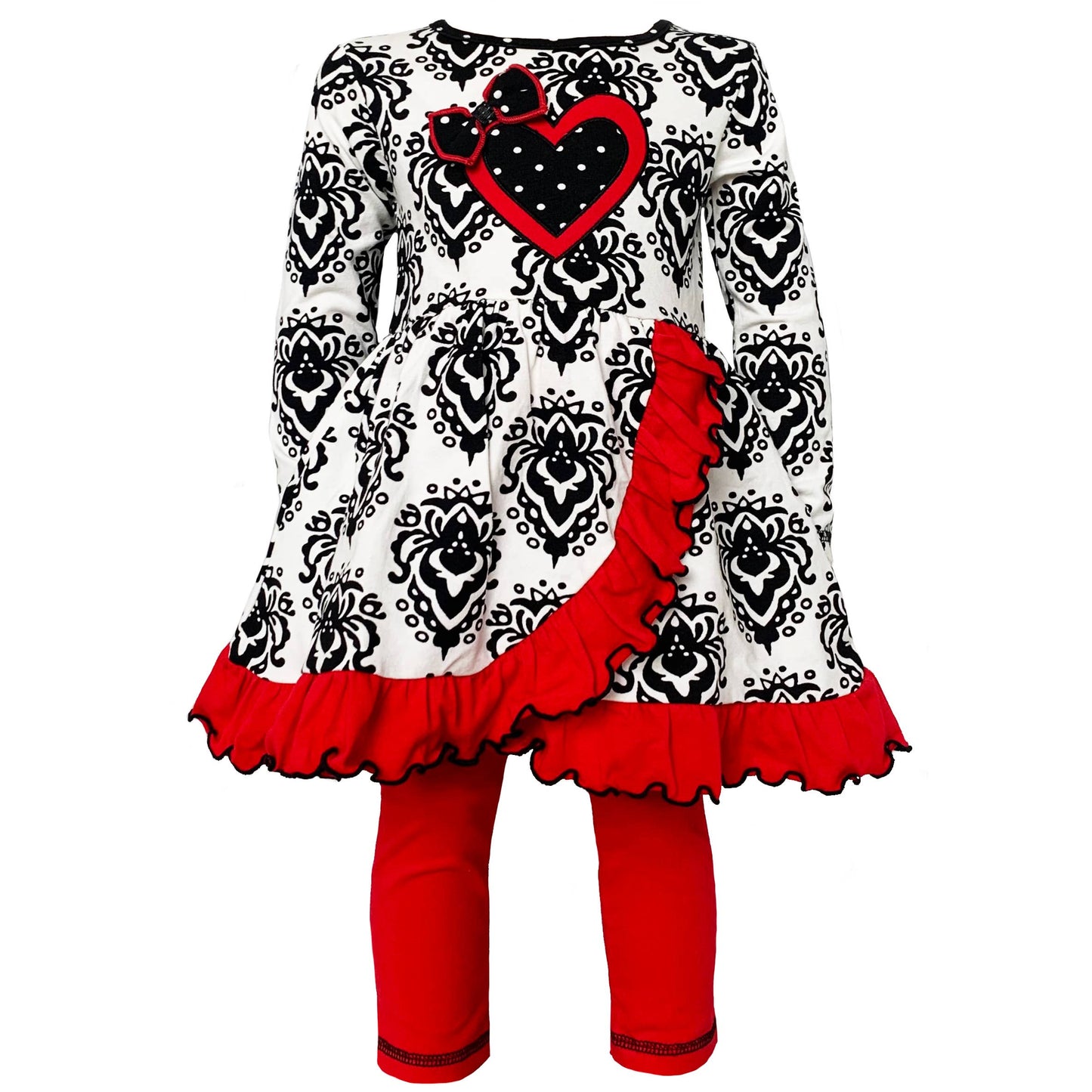 Damask Heart AnnLoren Girls Valentine's Day Legging Outfit