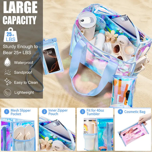 Iridescent Beach Bag and accessories
