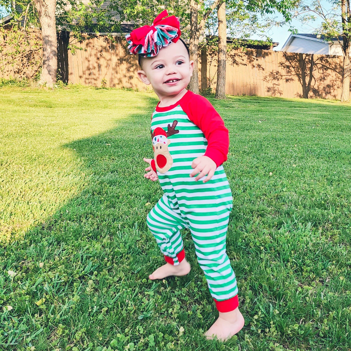 Baby Toddler Boys Rudolph Reindeer Christmas Romper Unisex