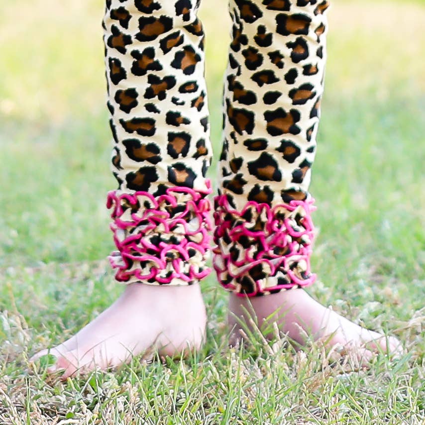 AnnLoren Leopard Girls Ruffle Butt Leggings Kids Clothing
