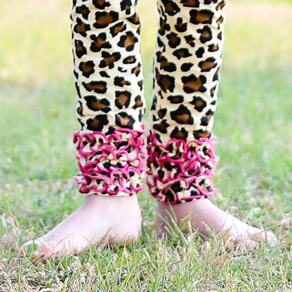 AnnLoren Leopard Girls Ruffle Butt Leggings Kids Clothing