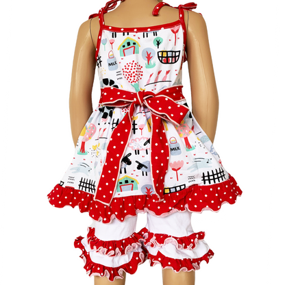 AnnLoren Girls Farm Animals Dress & Shorts Boutique Clothing