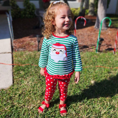 Girls Christmas Santa Tunic & Red Pants Holiday clothing set