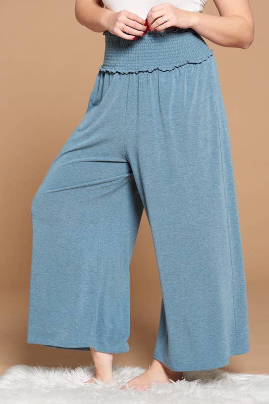 Plus Size Solid Wide-Leg French Terry Pants