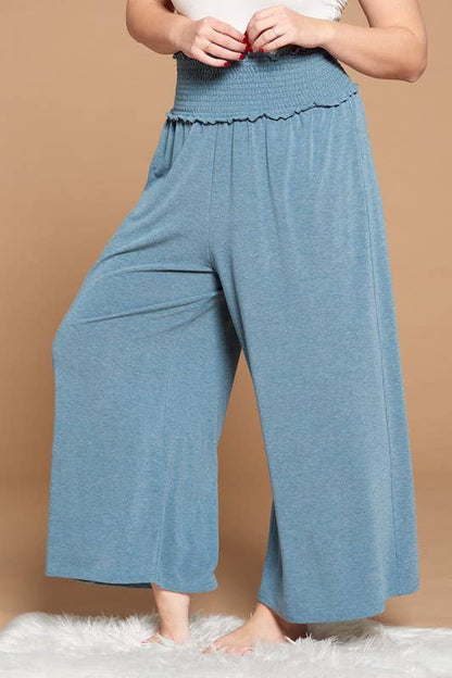 Plus Size Solid Wide-Leg French Terry Pants
