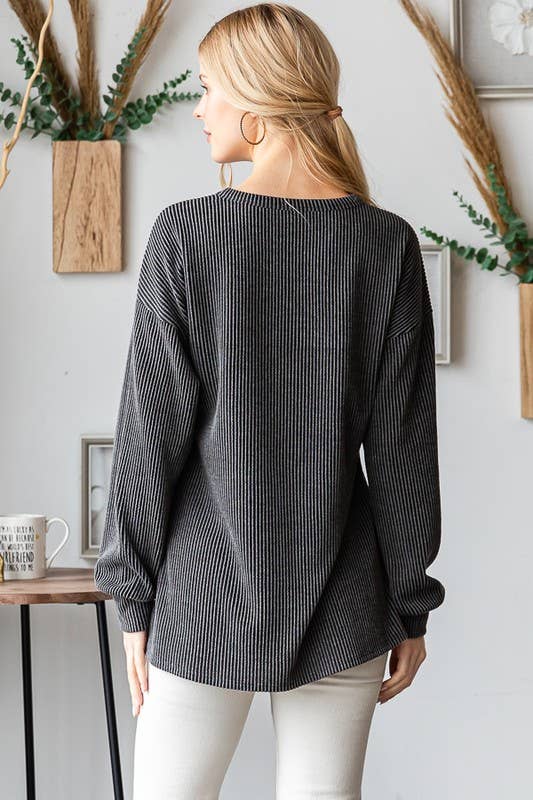 SOLID URBAN RIBBED SEQUINS HALLOWEEN TOP