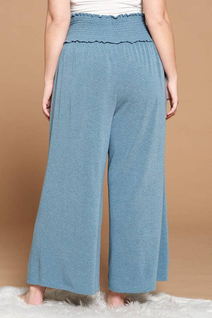 Plus Size Solid Wide-Leg French Terry Pants
