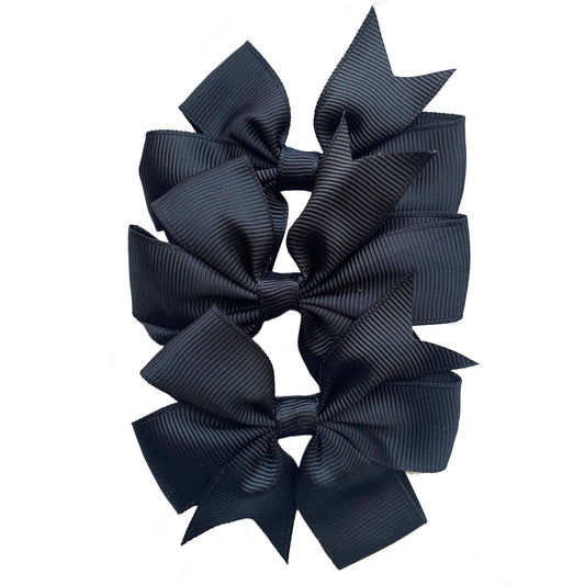 Black 4" Ribbon Bow Clips Kids Girls