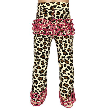 AnnLoren Leopard Girls Ruffle Butt Leggings Kids Clothing