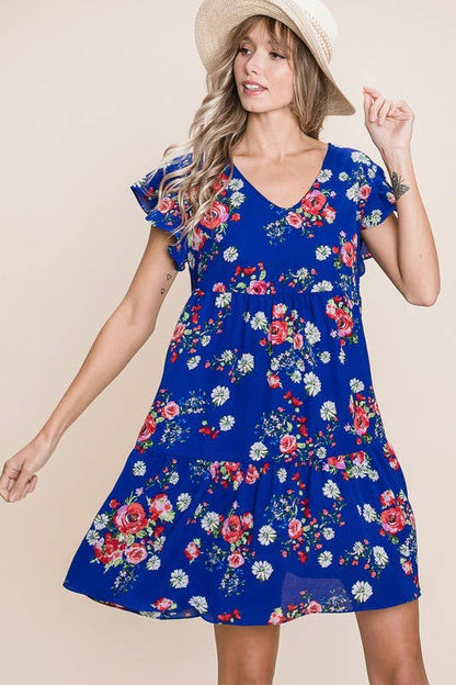 Floral Swing Bubble Chiffon Dress
