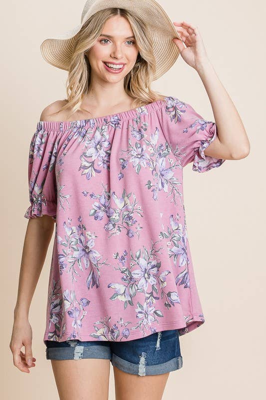 Plus Size Floral Off Shoulder Top