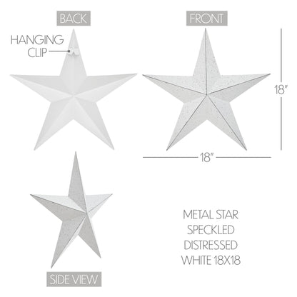 Metal Star Speckled White Distressed 18x18