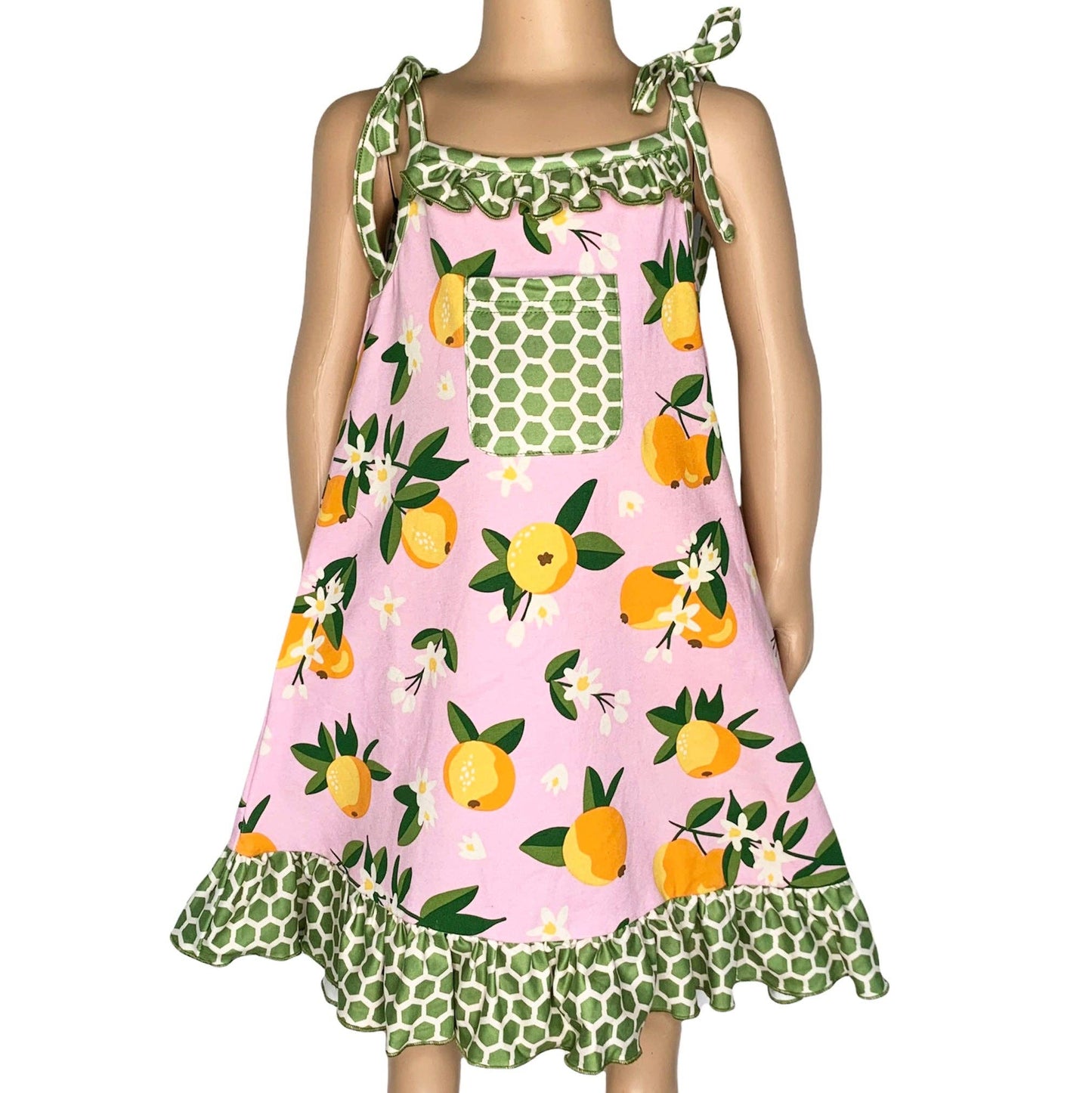 AnnLoren Girls Pink Peach Spaghetti Strap Summer Dress