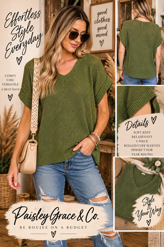 Plus Center Seam Short Sleeve Sweater