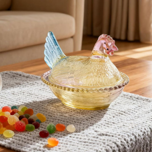 Hen on a Nest Glass jar with lid