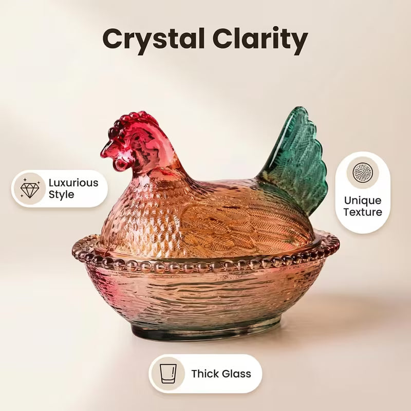 Hen on a Nest Glass jar with lid
