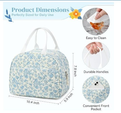 Quilted Insulated Lunch Bag Tote