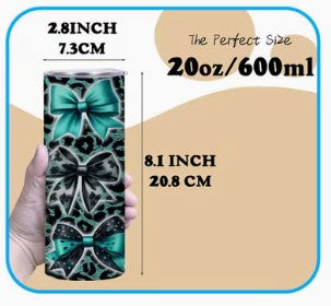 Teal and Black Bow Pattern 20 OZ Tumbler