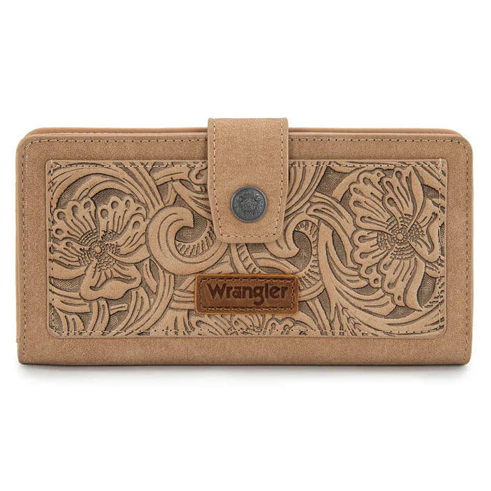 Womens Western Tooled Flower Wallet