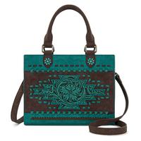 Montana West Tooled Aztec Concealed Carry Tote/Crossbody - Turquoise
