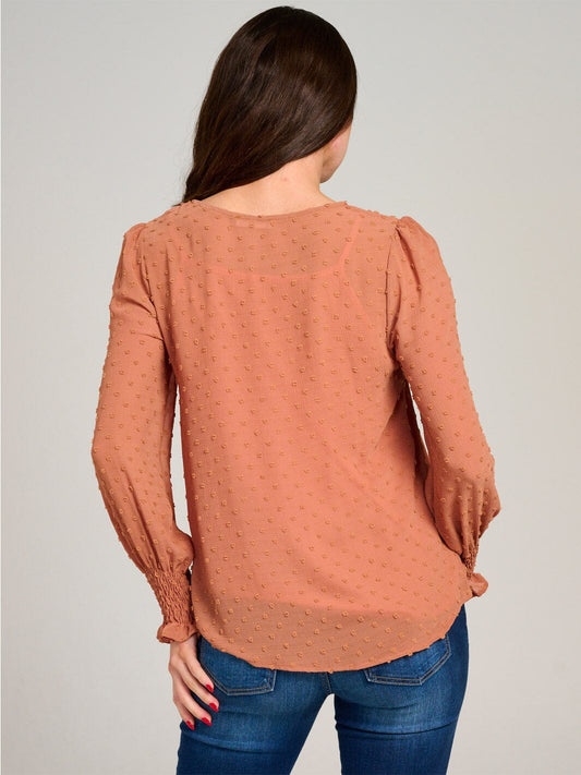 Long Sleeve Swiss Dot Blouse