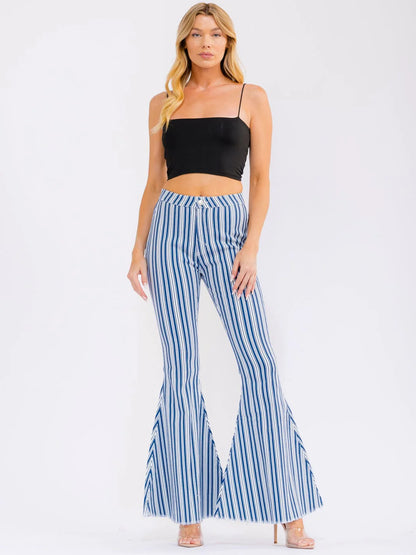 Striped Bell Denim Pants